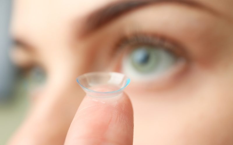 Concept of contact lenses for eyes, health care